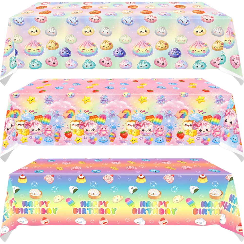 Table Cloth Disposable - ผ้าปูโต๊ะแบบใช้แล้วทิ้งขนาด 137x274 ซม. ลายเกี๊ยว สำหรับงานวันเกิด งานคริสต์มาส