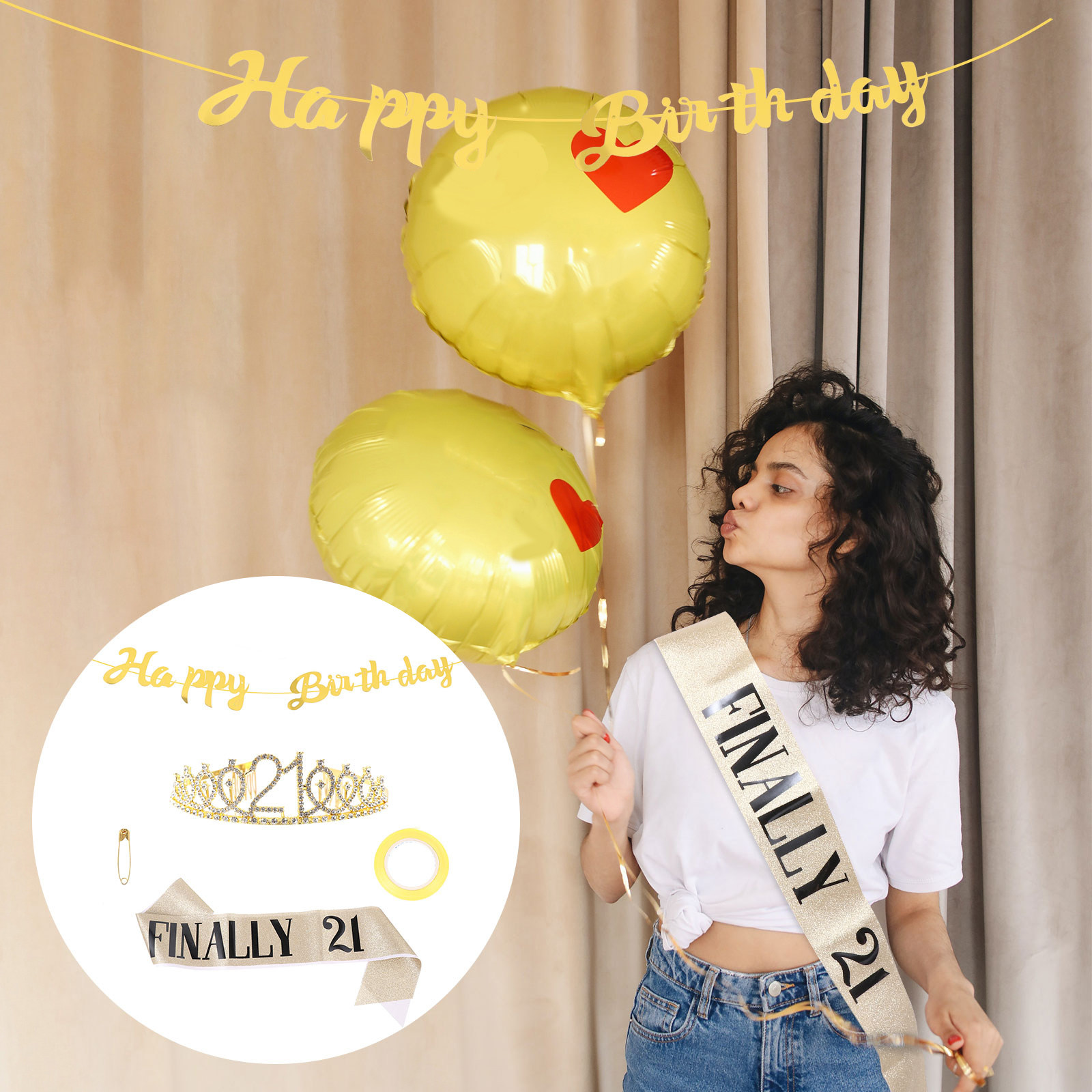ชุดอุปกรณ์ปาร์ตี้วันเกิด: มงกุ - Birthday Sash Glitter บทวิจารณ์และราคา