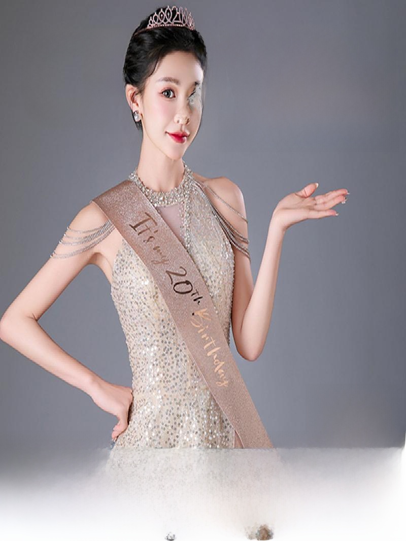 มงกุฎประกายสีทองแชมเปญ สายสะพา - Birthday Sash Glitter บทวิจารณ์และราคา