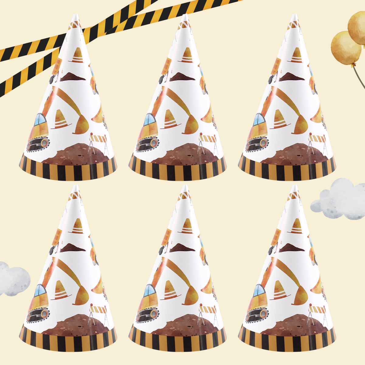 หมวกวันเกิดรถบรรทุกก่อสร้าง 6  - Party Hat Cone บทวิจารณ์และราคา
