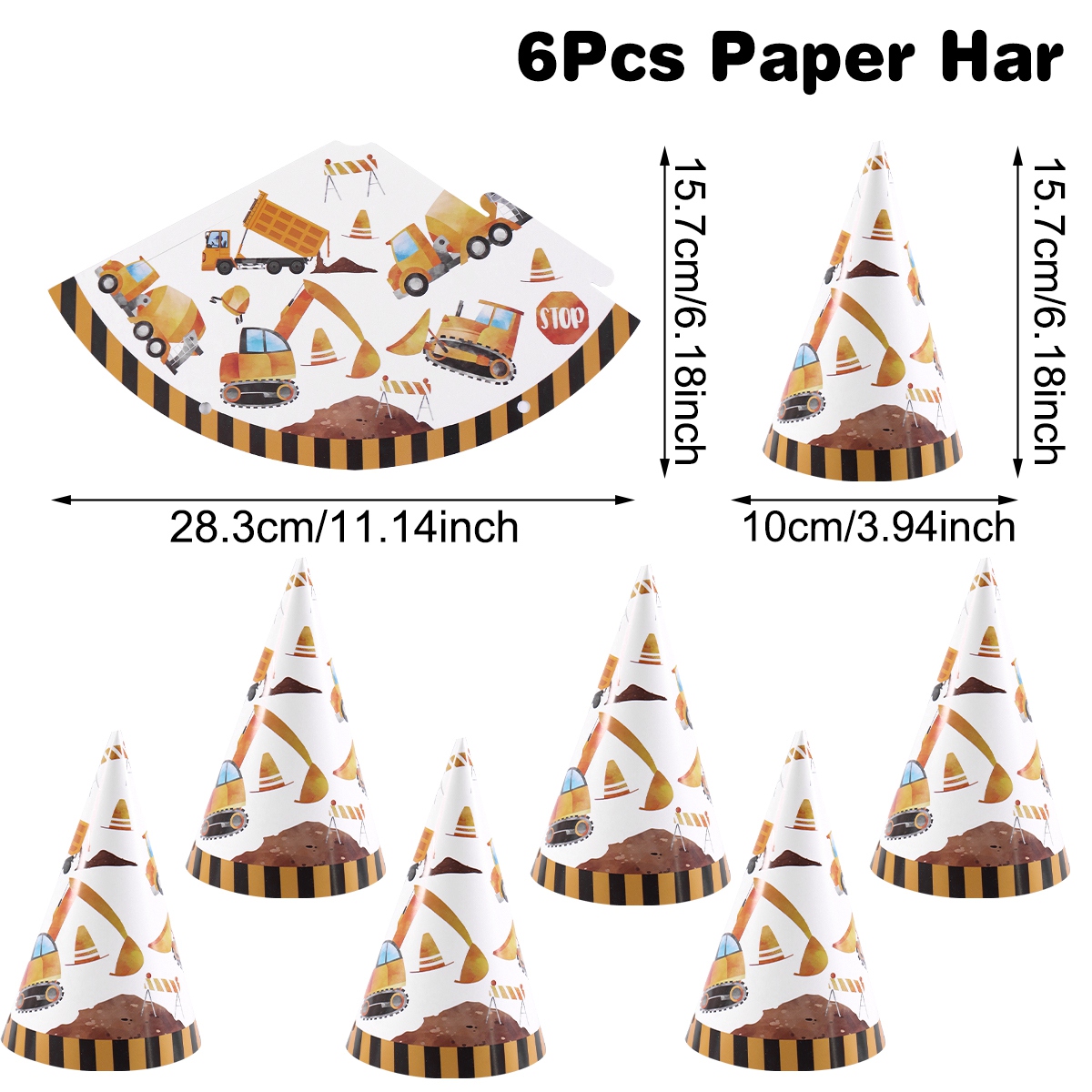 หมวกวันเกิดรถบรรทุกก่อสร้าง 6  - Party Hat Cone บทวิจารณ์และราคา