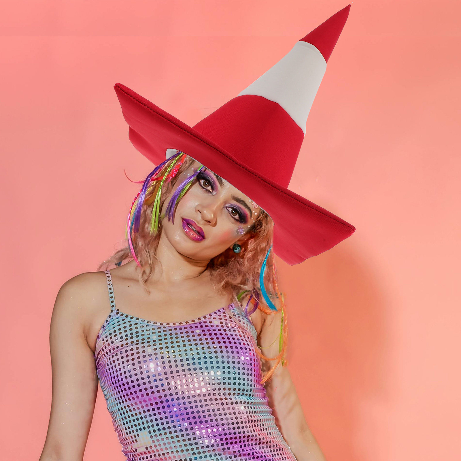 หมวกทรงกรวยจราจร สีแดงขาว ของแ - Party Hat Cone บทวิจารณ์และราคา